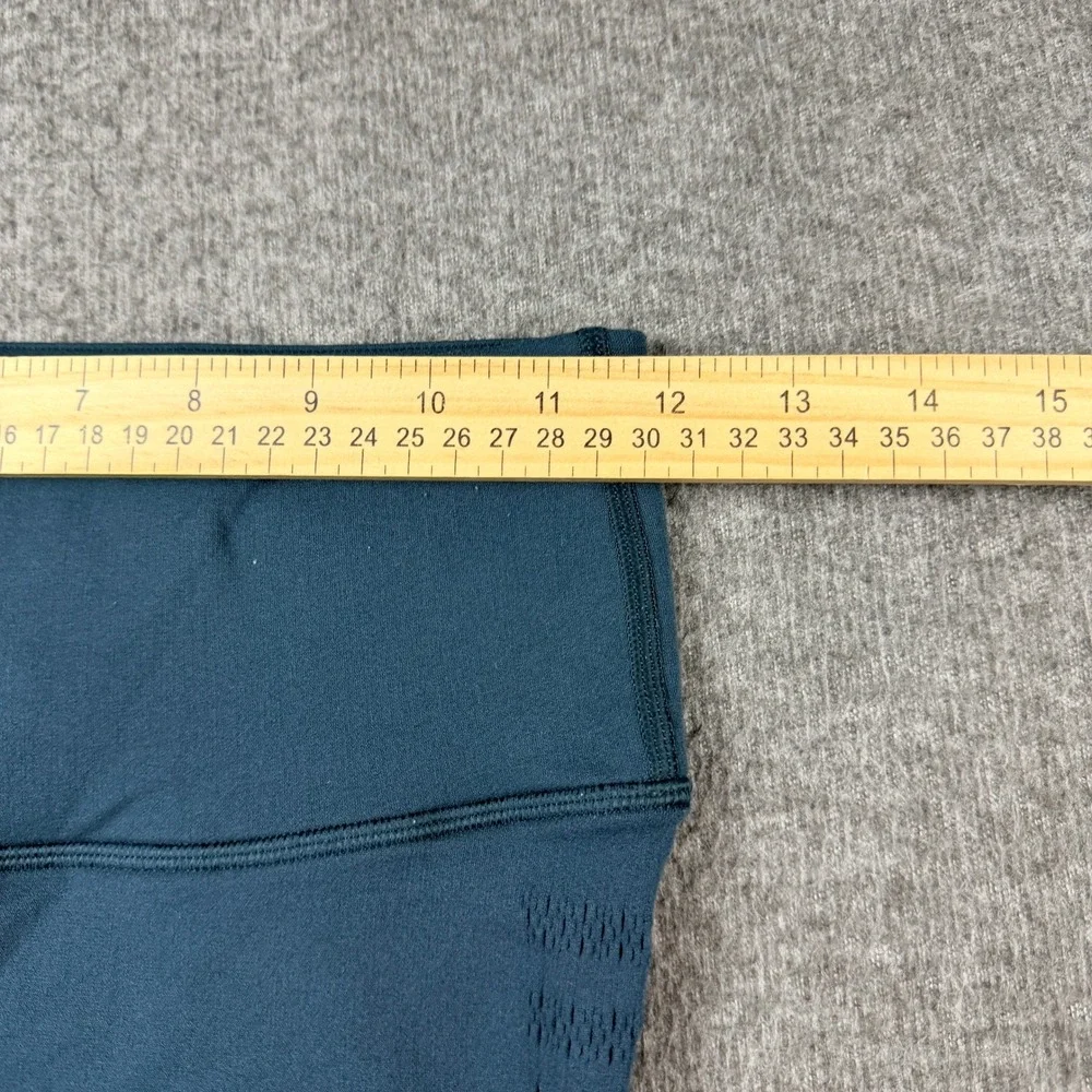 Lululemon High Rise Crop Women's Size 6 Leggings Teal Green Laser Cut Perforated